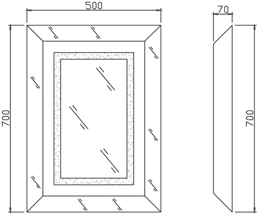 Technical image of Premier Mirrors Tangent Touch Sensor LED Bathroom Mirror (500x700).