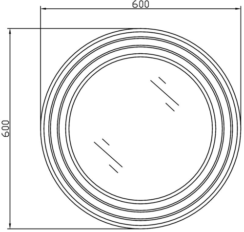 Technical image of Premier Mirrors Orpheus LED Bathroom Mirror (600mm diameter).