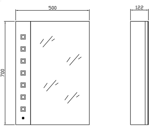 Technical image of Premier Cabinets Enigma Mirror Bathroom Cabinet With LED