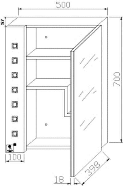 Technical image of Premier Cabinets Enigma Mirror Bathroom Cabinet With LED