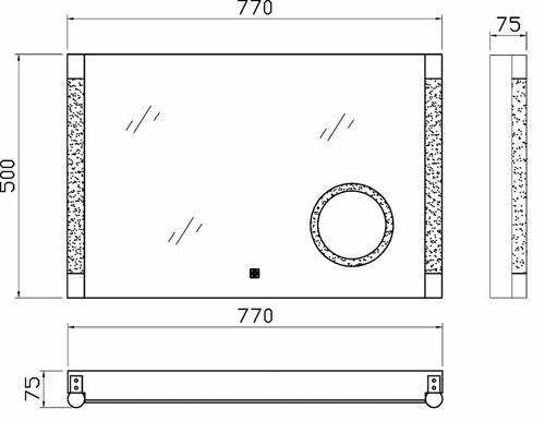 Technical image of Hudson Reed Mirrors Lara Touch Sensor LED Bathroom Mirror (770x500).