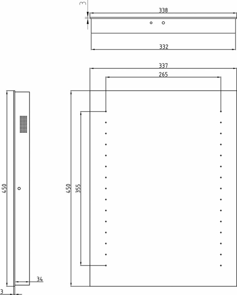 Technical image of Hudson Reed Mirrors Corona Mirror & Bluetooth Speakers (600x800mm).