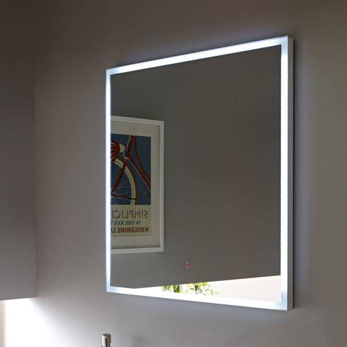 Larger image of Hudson Reed Mirrors Albany Mirror With Motion LED Lights (600x600mm).