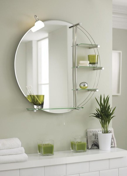 Example image of Ultra Mirrors Magnum Round Mirror With Light & Shelves. 800mm Diameter.