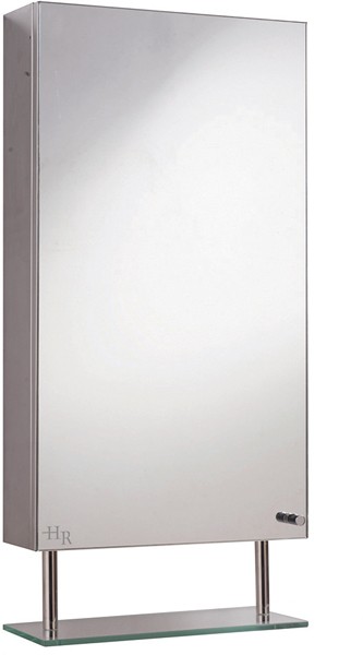 Larger image of Hudson Reed Baltimore stainless steel mirror bathroom cabinet.