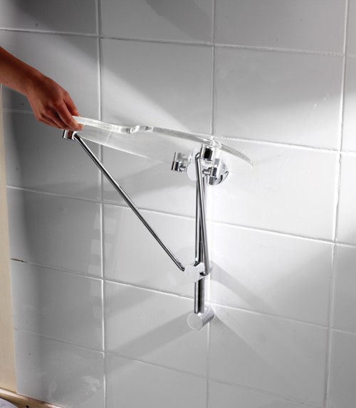 Example image of Hudson Reed Clear folding shower seat 400x460mm.