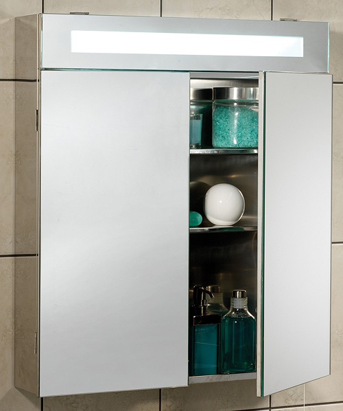 Example image of Ultra Cabinets Tucson Mirror Bathroom Cabinet & Light.  620x700mm.