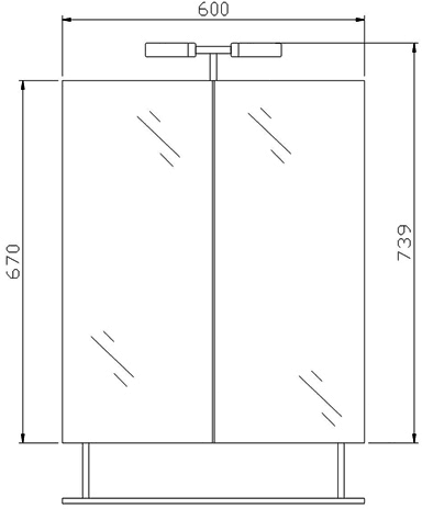 Technical image of Hudson Reed Cabinets Risa Bathroom Cabinet With Lights & Shelf.  600x739mm