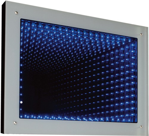 Larger image of Hudson Reed Mirrors Lucio Infinity Mirror With Blue LED Lights. 800x600.