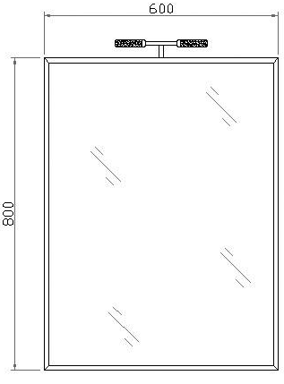 Technical image of Ultra Mirrors Vantage Standard Mirror With Light. 600x800mm.