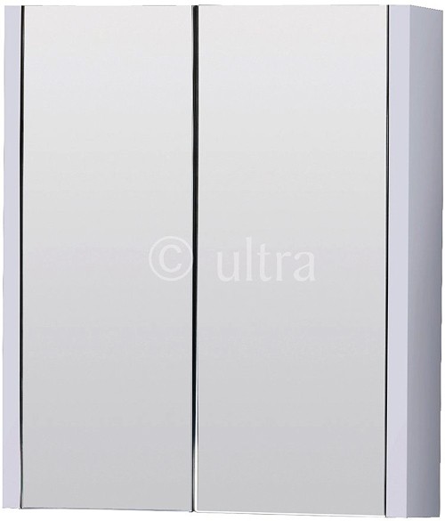 Larger image of Ultra Lux Mirror Bathroom Cabinet, 2 Doors (White). 600x650x100mm.