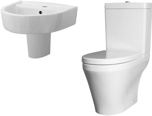 Larger image of Premier Marlow Semi Flush Toilet With 420mm Basin & Semi Pedestal.