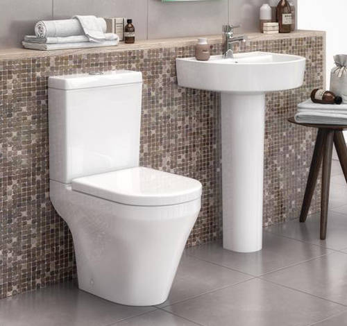 Example image of Premier Marlow Semi Flush Toilet With 520mm Basin & Full Pedestal.