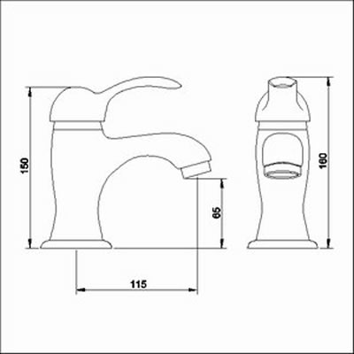 Technical image of Ultra Colonade Single lever mono basin mixer.