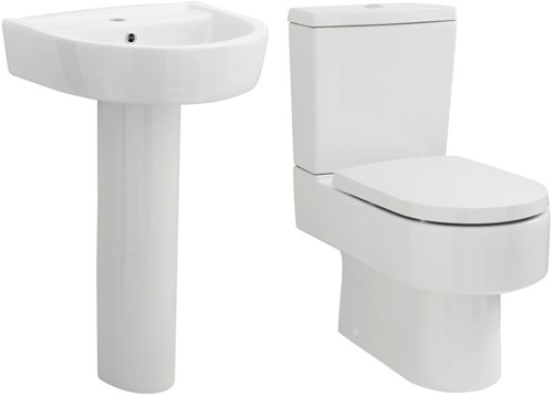 Larger image of Premier Ceramics Toilet With Luxury Seat, 520mm Basin & Pedestal.