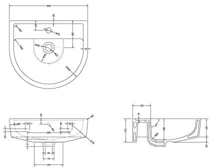 Technical image of Premier Ceramics Toilet With Luxury Seat, 520mm Basin & Pedestal.