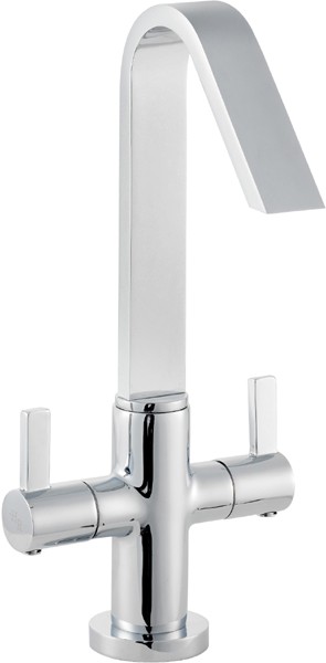 Larger image of Hudson Reed Clio Cruciform Mono Basin Mixer Tap With Clicker Waste.