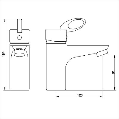 Technical image of Ultra Iris Single lever mono bath filler.