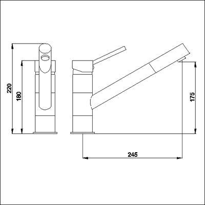 Technical image of Ultra Minima Single lever kitchen tap (chrome)