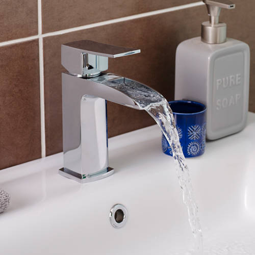 Example image of Nuie Moat Waterfall Basin & Bath Shower Mixer Tap Pack (Chrome).