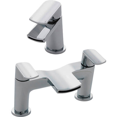 Larger image of Nuie Mona Waterfall Basin & Bath Filler Tap Pack (Chrome).