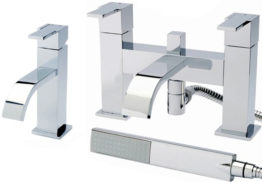 Larger image of Hudson Reed Motif Basin Mixer & Bath Shower Mixer Tap Set (Free Shower Kit).
