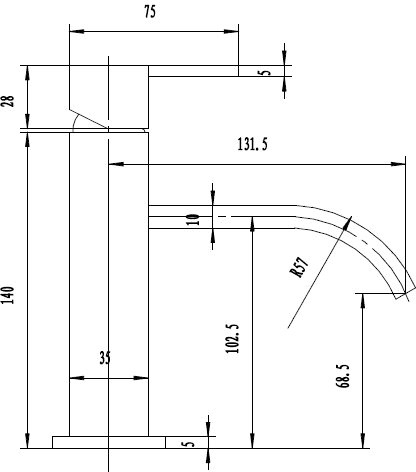 Technical image of Hudson Reed Motif Basin Mixer & Bath Shower Mixer Tap Set (Free Shower Kit).