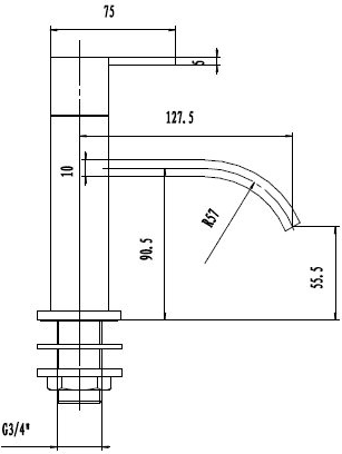 Technical image of Hudson Reed Motif Basin Mixer & Bath Shower Mixer Tap Set (Free Shower Kit).
