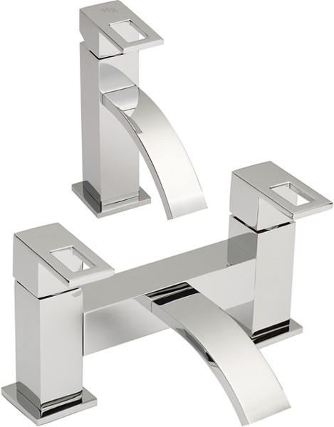 Larger image of Hudson Reed Motif Basin Mixer & Bath Filler Tap Set (Chrome).