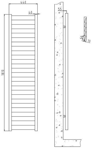 Technical image of Crown Radiators Flat Panel Vertical Radiator (White). 1810x440mm.