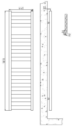 Technical image of Crown Radiators Flat Panel Towel Radiator (White). 1810x440mm.