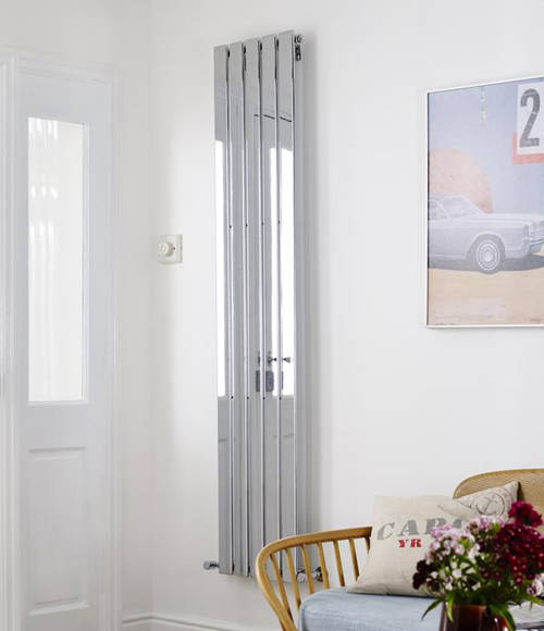 Larger image of Crown Radiators Flat Panel Vertical Radiator (Chrome). 1800x375mm.