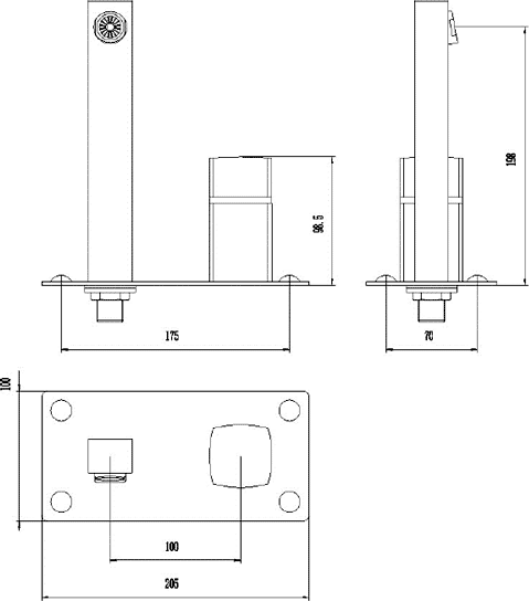 Technical image of Ultra Muse Wall Mounted Basin Tap (Chrome).