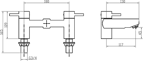 Technical image of Ultra Muse Basin Mixer & Bath Filler Tap Set (Chrome).