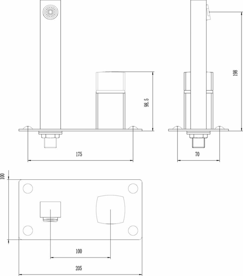 Technical image of Ultra Muse Wall Mounted Bath Filler & Basin Mixer Tap Pack (Chrome).