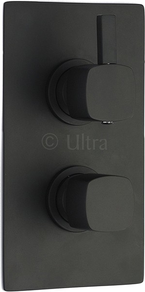 Larger image of Ultra Muse Black 3/4" Twin Thermostatic Shower Valve With Diverter. (Black)