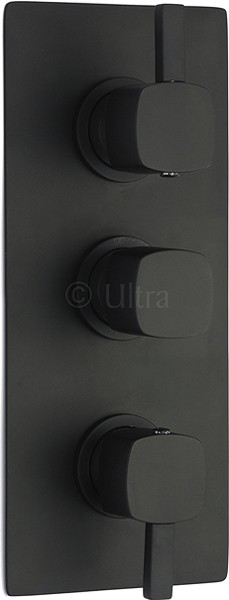 Larger image of Ultra Muse Black Triple Concealed Thermostatic Shower Valve (Black).