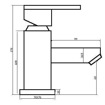 Technical image of Hudson Reed Xtreme Stainless Steel Mono Bath Filler. Waste not Included.