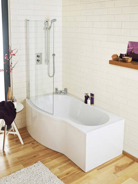 Example image of Crown Bath Panels Curved Side Shower Bath Panel (White, 1700mm).
