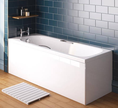 Example image of Crown Baths Marshall Single Ended Acrylic Bath With Handles. 1600x700.