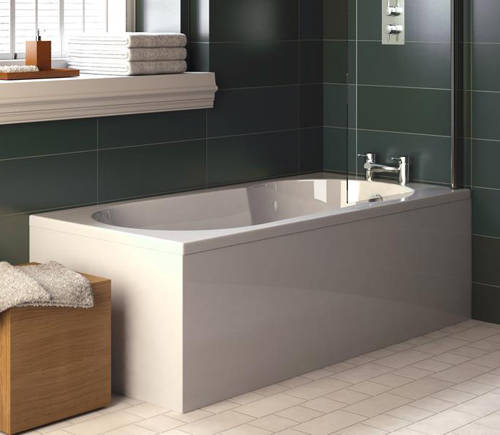 Larger image of Crown Baths Marina Keyhole Shower Bath & Panels. 1700x800mm.