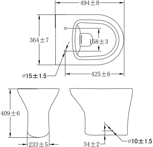 Technical image of Premier Saffron Back To Wall Toilet Pan.