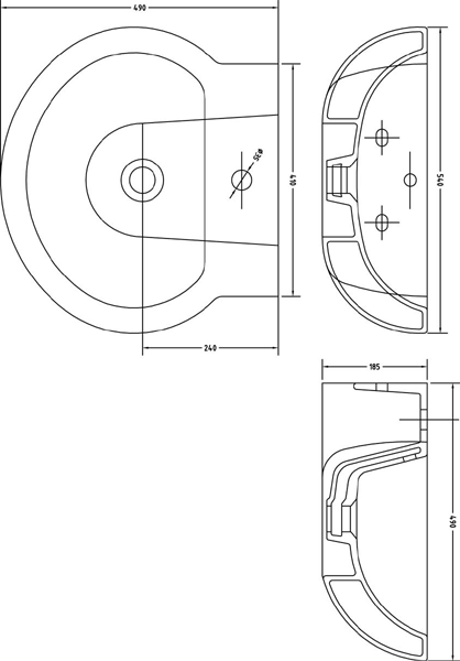Technical image of Premier Ceramics Basin & Full Pedestal (1 Tap Hole, 540mm).