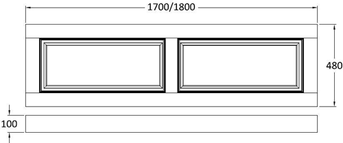Technical image of Old London Furniture Front Bath Panel 1800mm (Stone Grey).