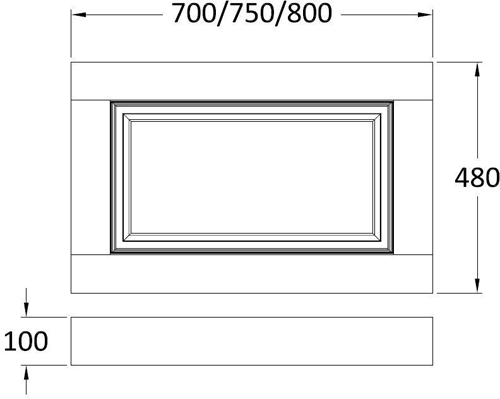 Technical image of Old London Furniture End Bath Panel 750mm (Stone Grey).