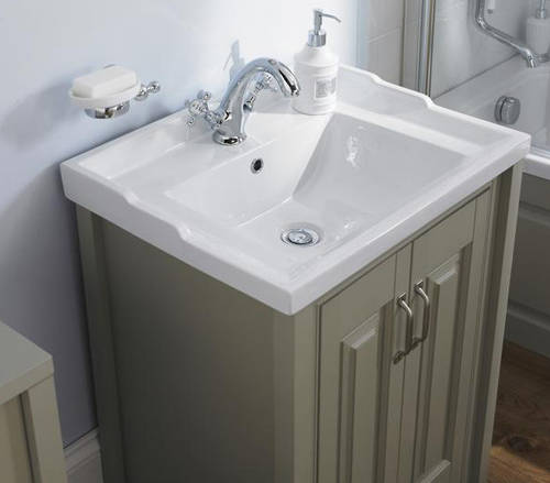 Example image of Old London Furniture Vanity Unit & Ceramic Basin 600mm (Stone Grey).