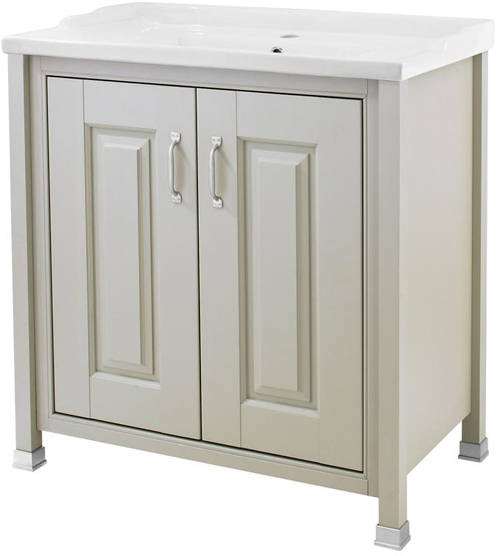 Larger image of Old London Furniture Vanity Unit & Ceramic Basin 800mm (Stone Grey).