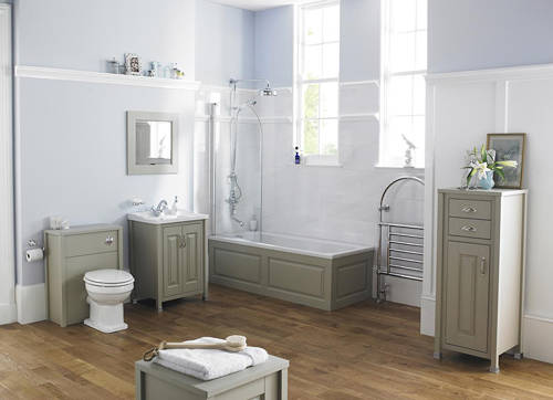 Example image of Old London Furniture Vanity Unit & Ceramic Basin 800mm (Stone Grey).