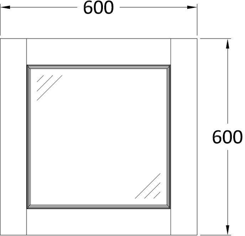 Technical image of Old London Furniture Mirror 600x600mm (Stone Grey).