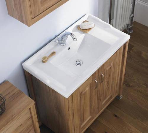 Example image of Old London Furniture Vanity Unit & Ceramic Basin 600mm (Walnut).